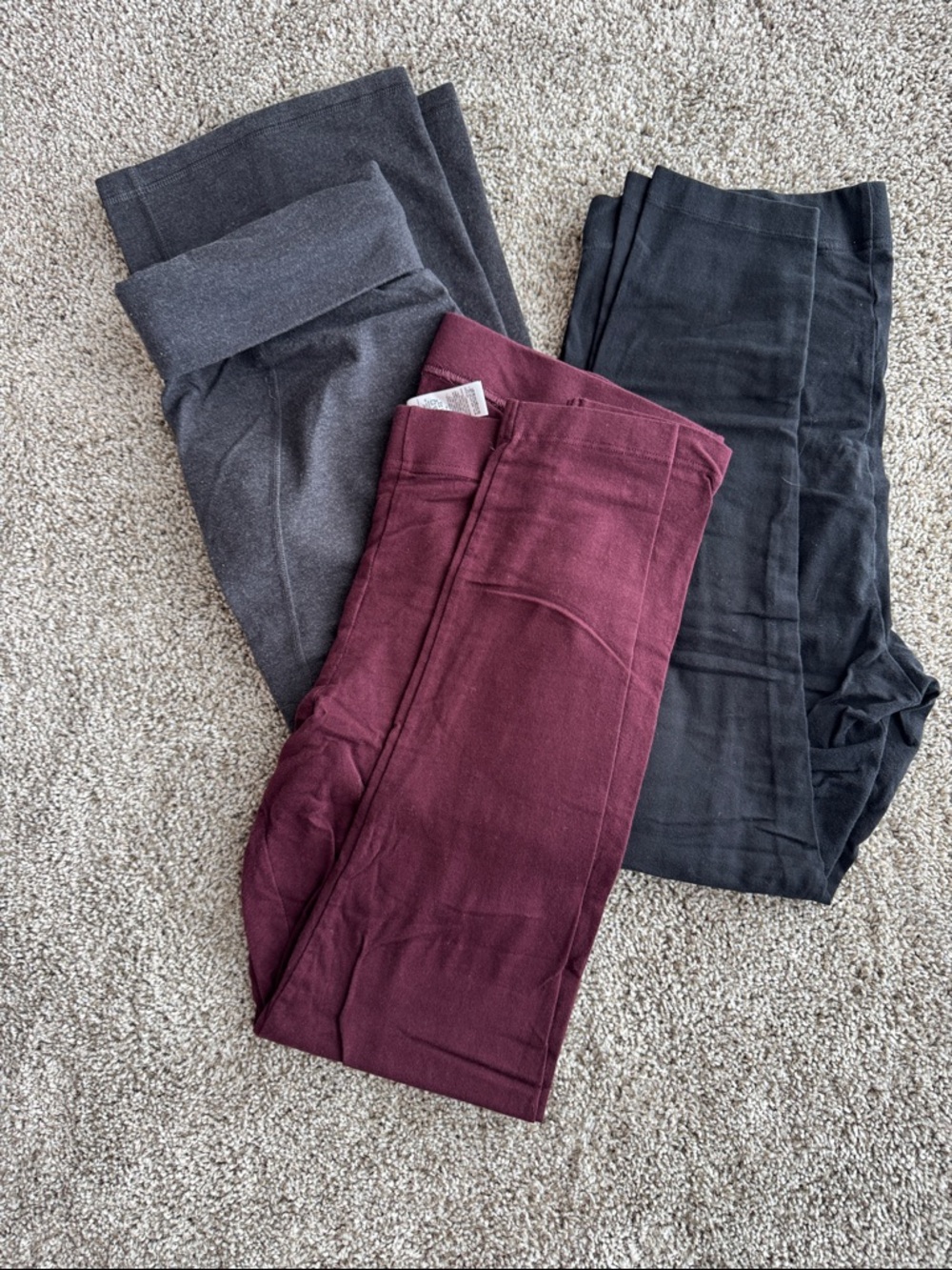 Old Navy Women’s Leggings Trio in Black, Charcoal, and Burgundy